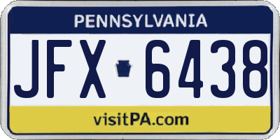 PA license plate JFX6438
