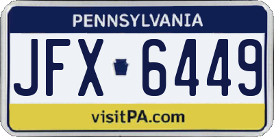 PA license plate JFX6449