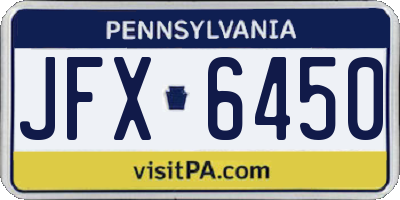 PA license plate JFX6450