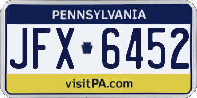 PA license plate JFX6452