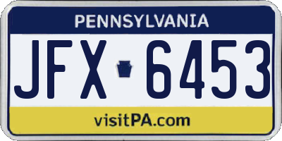 PA license plate JFX6453