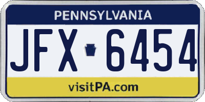 PA license plate JFX6454