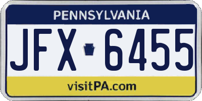 PA license plate JFX6455