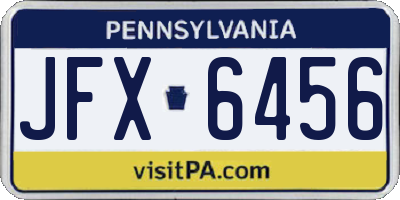 PA license plate JFX6456