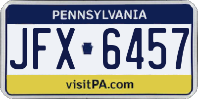 PA license plate JFX6457
