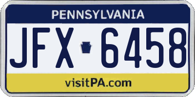 PA license plate JFX6458