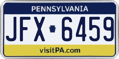 PA license plate JFX6459