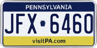 PA license plate JFX6460