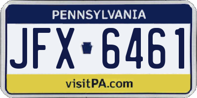 PA license plate JFX6461