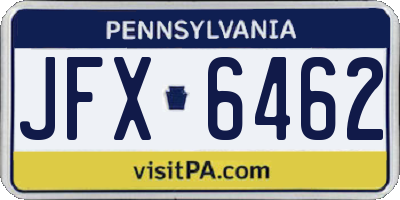 PA license plate JFX6462