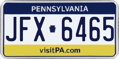 PA license plate JFX6465