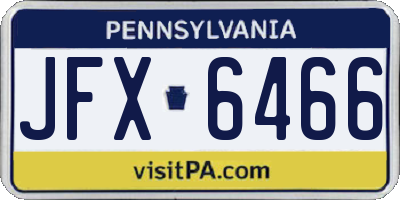 PA license plate JFX6466