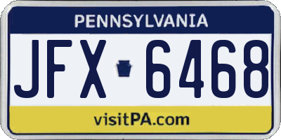 PA license plate JFX6468