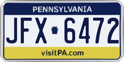 PA license plate JFX6472