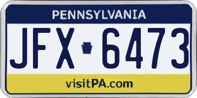 PA license plate JFX6473