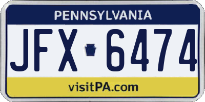 PA license plate JFX6474