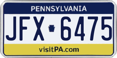 PA license plate JFX6475