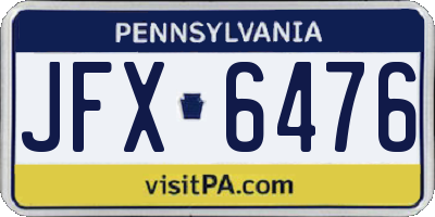PA license plate JFX6476