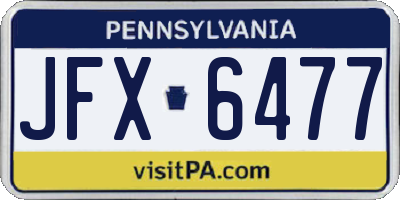 PA license plate JFX6477