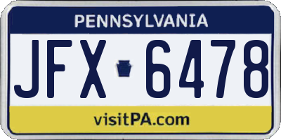 PA license plate JFX6478