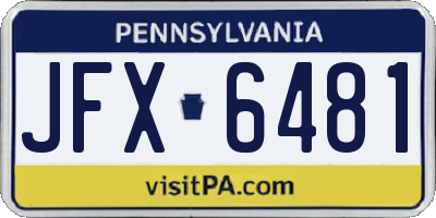 PA license plate JFX6481