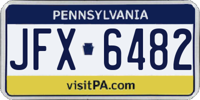 PA license plate JFX6482