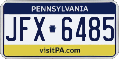 PA license plate JFX6485