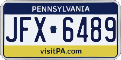 PA license plate JFX6489
