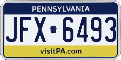 PA license plate JFX6493