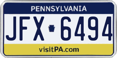 PA license plate JFX6494