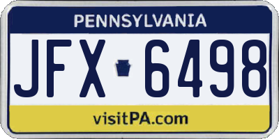 PA license plate JFX6498