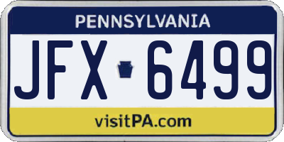 PA license plate JFX6499
