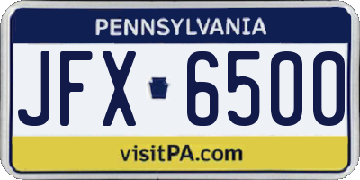 PA license plate JFX6500
