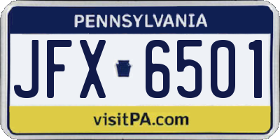 PA license plate JFX6501
