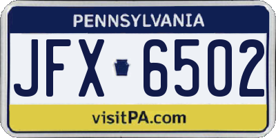 PA license plate JFX6502