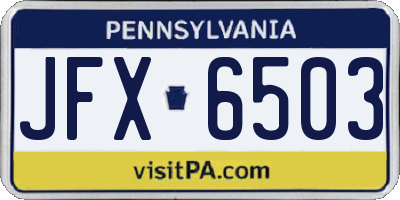 PA license plate JFX6503