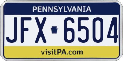 PA license plate JFX6504
