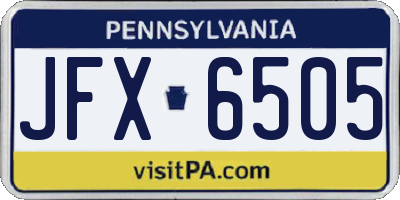 PA license plate JFX6505