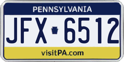 PA license plate JFX6512