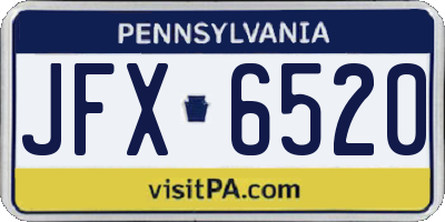 PA license plate JFX6520