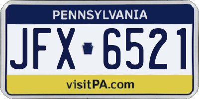 PA license plate JFX6521