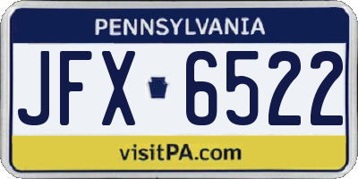 PA license plate JFX6522