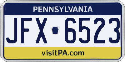 PA license plate JFX6523