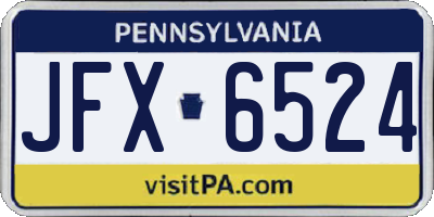 PA license plate JFX6524