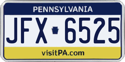 PA license plate JFX6525