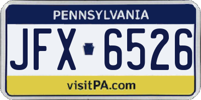 PA license plate JFX6526
