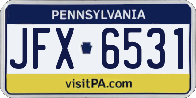 PA license plate JFX6531