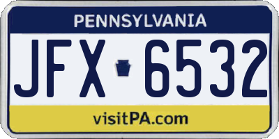 PA license plate JFX6532