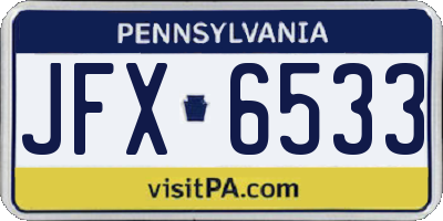 PA license plate JFX6533