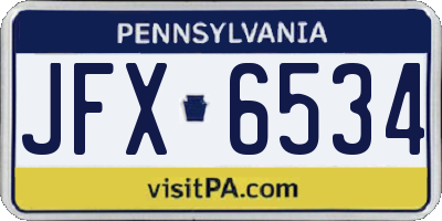 PA license plate JFX6534